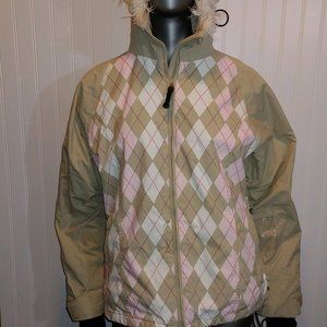 Roxy 5000 Snow Argyle Pink & Tan Jacket - M